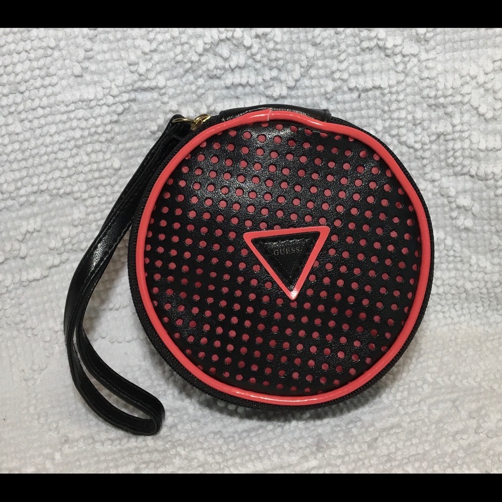 Guess Round Vegan Leather Wristlet